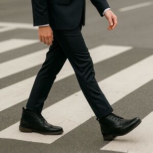 Men’s Black Dress Boots Wingtip Oxford Ankle Boots, Classic Lace-Up, Size 8 NWT